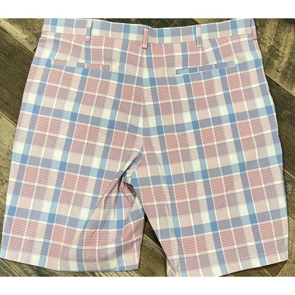 PGA Tour Men's Plaid Golf Shorts Red White Blue American Polyester Blend 40 - Picture 2 of 5
